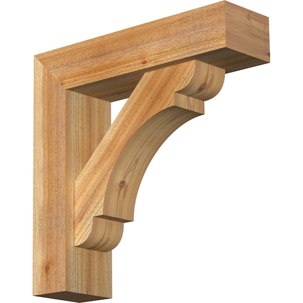 Ekena Millwork Olympic Block Rough Sawn Bracket w/ Offset Brace, Western Red Cedar, 6"W x 22"D x 22"H BKT0604X22X22OLY05RWR - main
